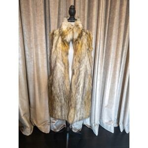 Donna Salyers Fabulous Furs Womens Long Faux Coyote Fur Small